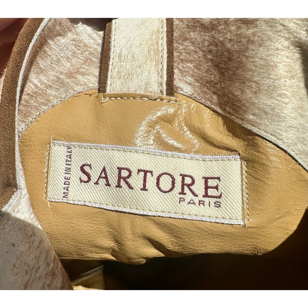 Vintage Y2K Sartore Paris Western Boots 38 Cow Print Hair-on-Hide Rare Mid-2000s - Picture 7 of 8